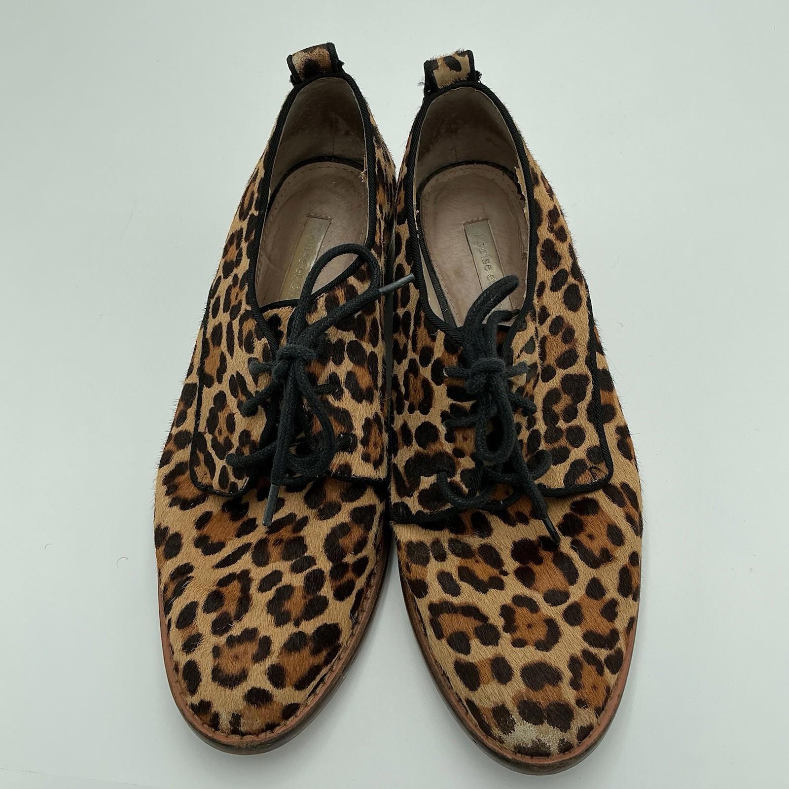 Louise Et Cie Cheetah Leopard Print Cow Hair Lace Up Shoes 6 1/2 M Designer